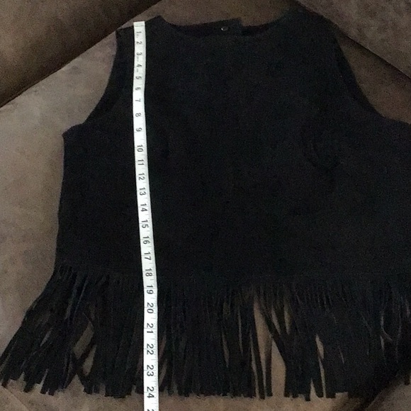 ASOS Black Leather Suede Fringe Top - Picture 11 of 13